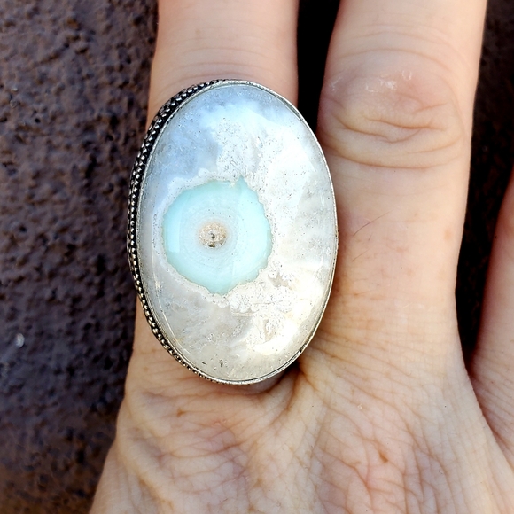 New Solar Quartz Agate 925 Silver Statement Ring. - Picture 5 of 16